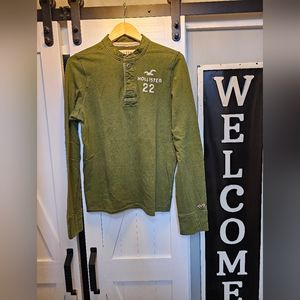 Hollister Green Fall Sweater Long Sleeve Tee Large